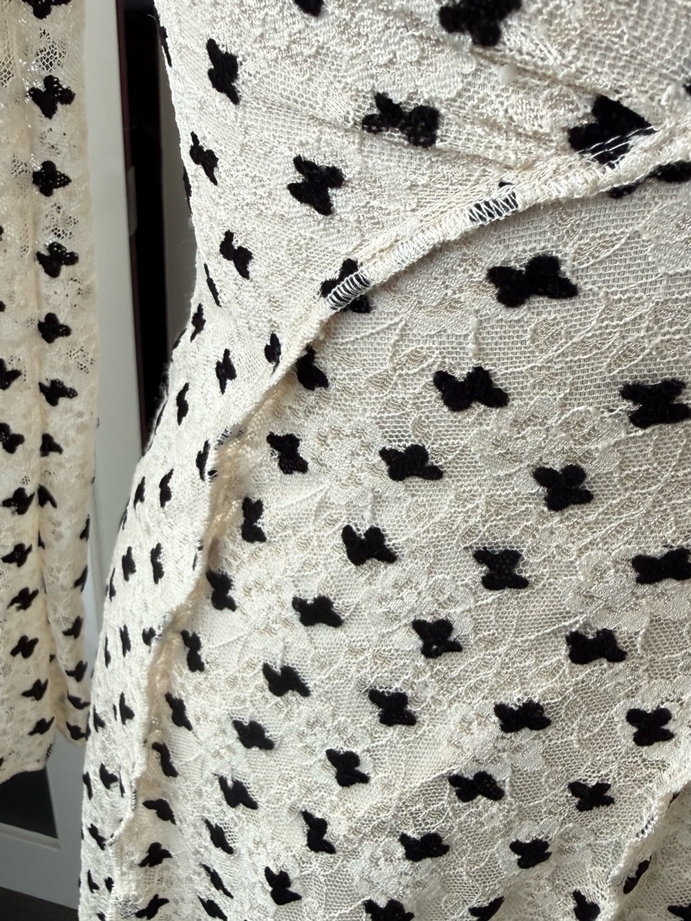 Free People Cream Dress with Black Clover Motif - Picture 2 of 7